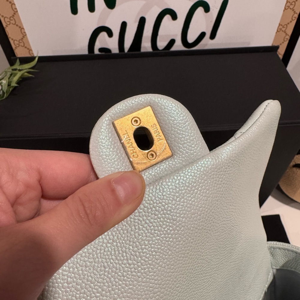 Chanel My Perfect Mini Bag – Iridescent Green (Light Blue Hue) Crossbody Handbag - Picture 9 of 15